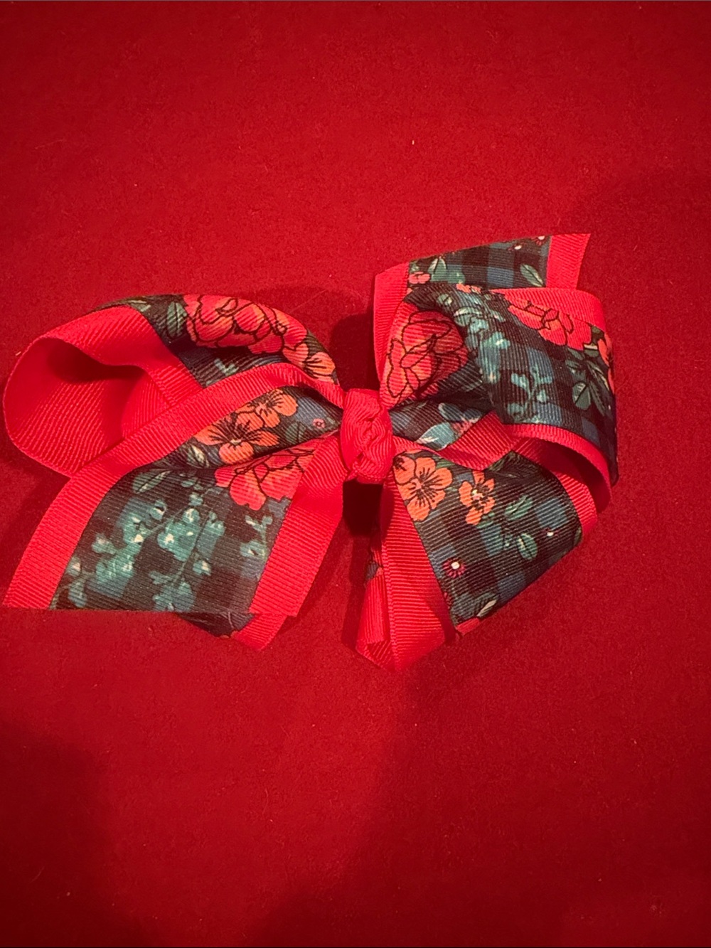 Matilda Jane Red Floral Ribbon Hair Bow